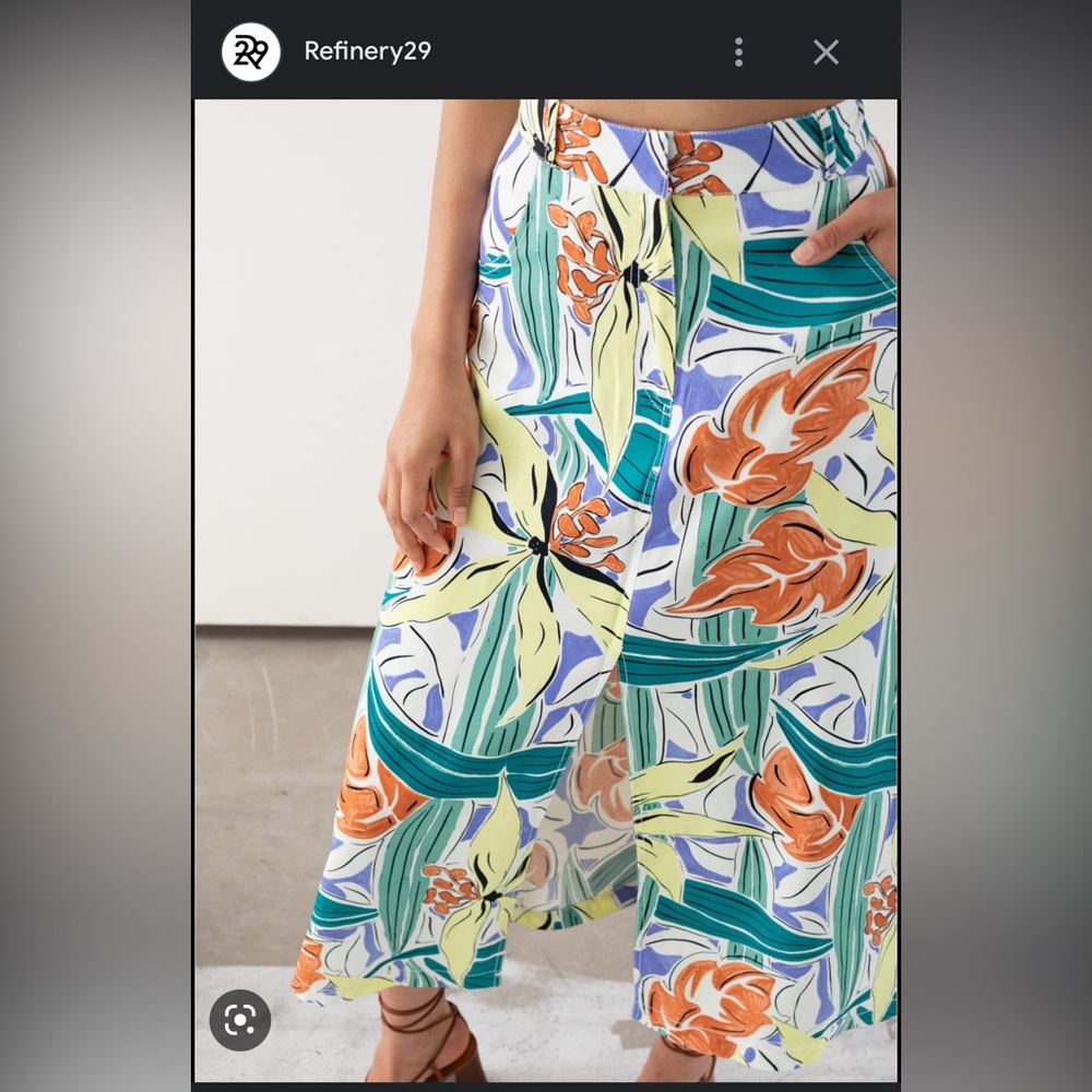 & Other Stories Front Slit A-line Tropical Print Midi Skirt